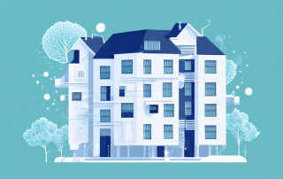 A multi-family house with a visible protective shield around it