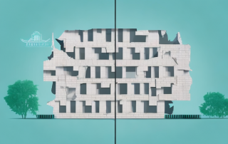 A building split in half