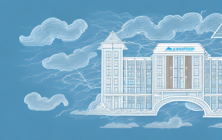 A building structure with various elements like fire