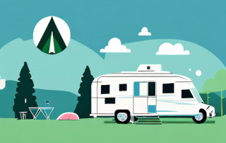 A well-secured caravan standing in a beautiful camping spot