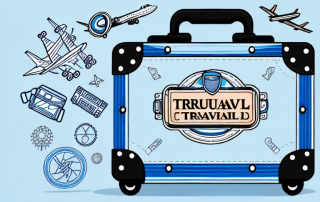 A suitcase with a protective shield symbol