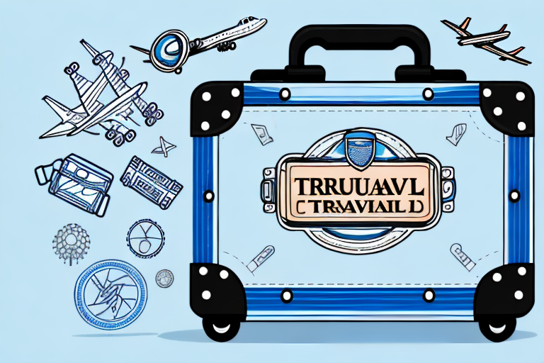 A suitcase with a protective shield symbol