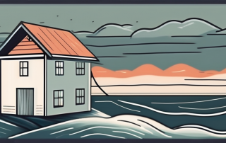 A house with a protective shield against an oncoming storm surge