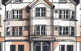 A classic german building with a protective shield overlay