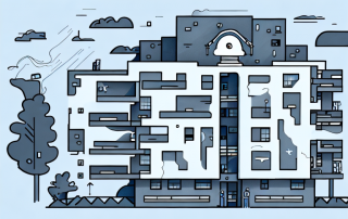 A residential building with visible protective elements like a fire extinguisher