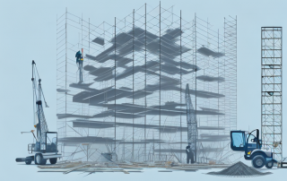 A construction site with visible protective barriers and safety equipment