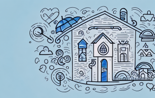 A protective umbrella covering a symbolic representation of a house