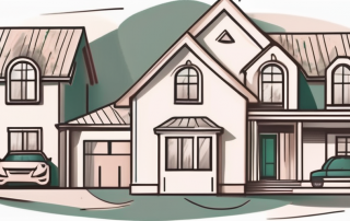 A shield symbolically protecting a house