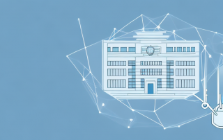 A building with a protective shield symbol hovering over it