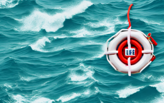 A life buoy in the middle of a stormy sea