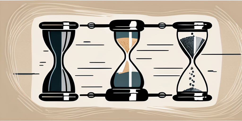 A sand hourglass with a law scale balanced in the middle