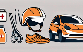 Various safety elements like a helmet