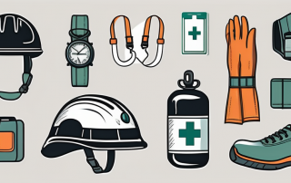Various safety elements like a helmet
