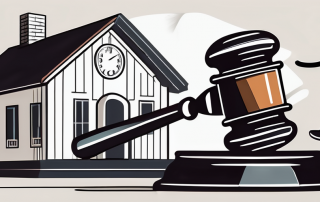 A scale balancing a house and a gavel
