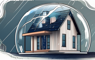 A house amidst a storm with lightning and heavy rain