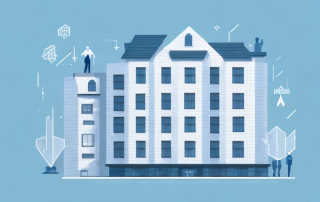 A residential building with a protective shield symbolizing insurance