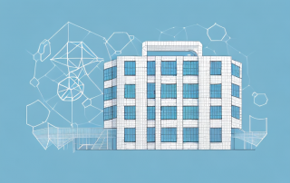 A building structure with a protective shield around it