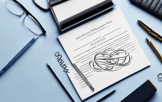 Two intertwined wedding rings resting on a home insurance policy document