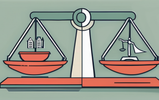 A balanced scale with a house on one side representing 'mieterschutzbund' (tenants' association) and a shield on the other side representing 'rechtsschutzversicherung' (legal protection insurance)