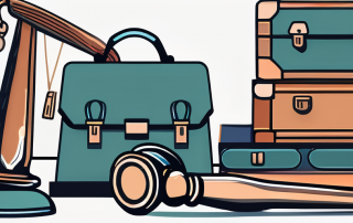 A briefcase and a gavel on a desk