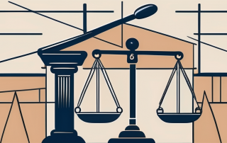 A scale balancing a house and a gavel