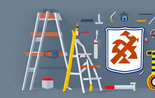 A garage with visible insurance-related symbols such as a shield and a check mark