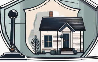 A house with a protective shield symbolizing insurance