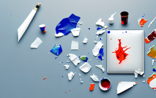 Various household items like a broken vase