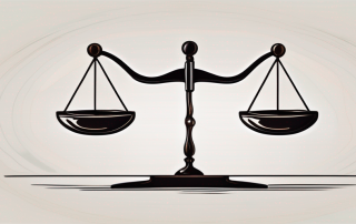 A balance scale where one side holds a clock indicating zero time and the other side holds a gavel