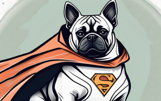 A well-groomed dog wearing a superhero cape