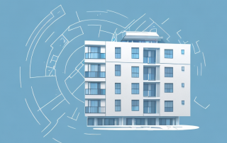 An apartment building with a safety shield symbol overlaying it