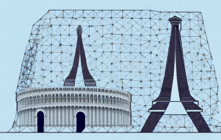 A variety of iconic european buildings