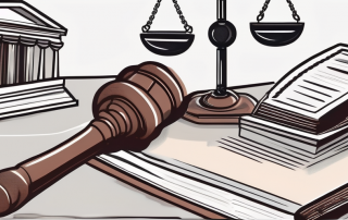 A car standing next to a symbolic representation of a law book or a gavel