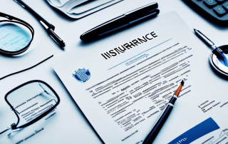 A detailed insurance policy document with a magnifying glass over it