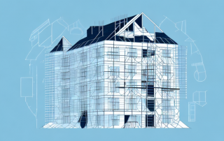 A house under construction with a protective shield symbol overlaying it