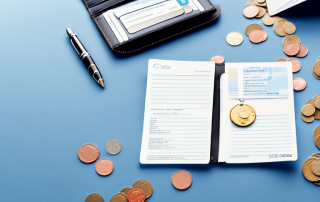 A wallet with coins and bills next to a document representing a private liability insurance policy