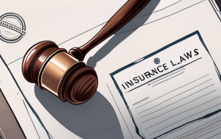 A gavel next to a document with an insurance policy stamp