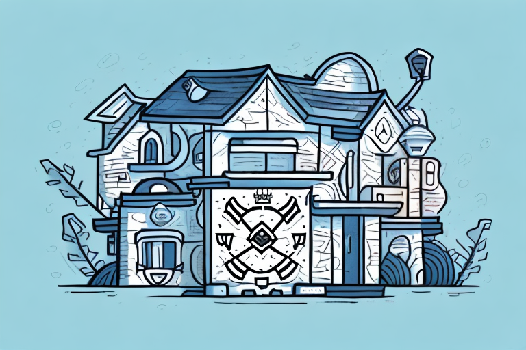 A home surrounded by a shield