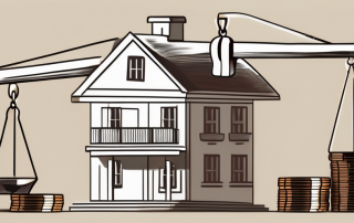 A scale balancing a house and a pile of coins