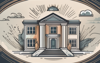 A sturdy building with a shield emblem