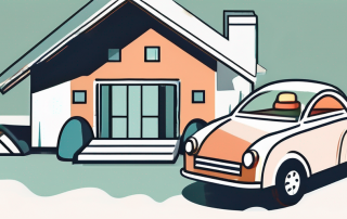 A protective shield covering a model house and a toy car