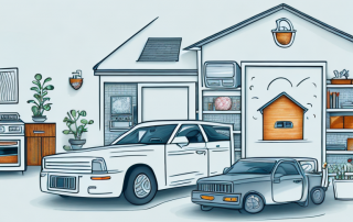 A car parked in a home garage