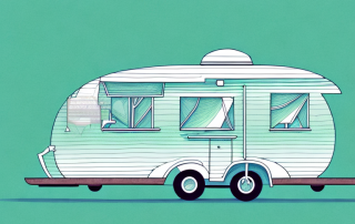 A caravan parked in a serene landscape