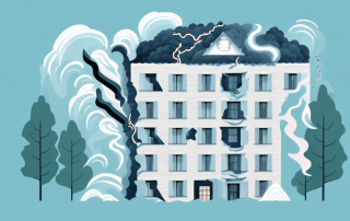 A residential building with various elements like a fire