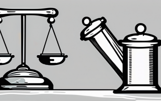 A balance scale with a gavel on one side and a shield on the other