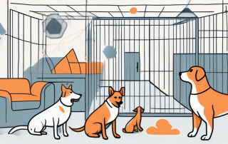 A variety of dogs playing in a safe and secure home environment