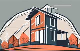 A house surrounded by a shield