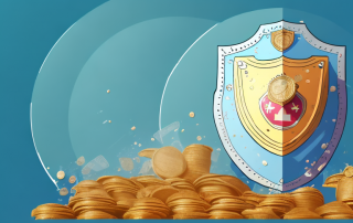 A broken piggy bank with coins spilling out