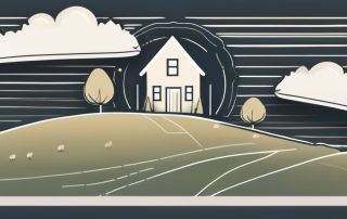 A house and a plot of land with a symbolic shield overlay