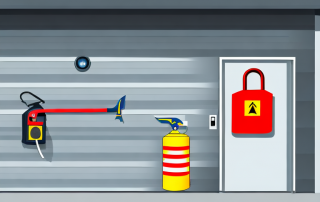 A well-protected garage showcasing various safety measures